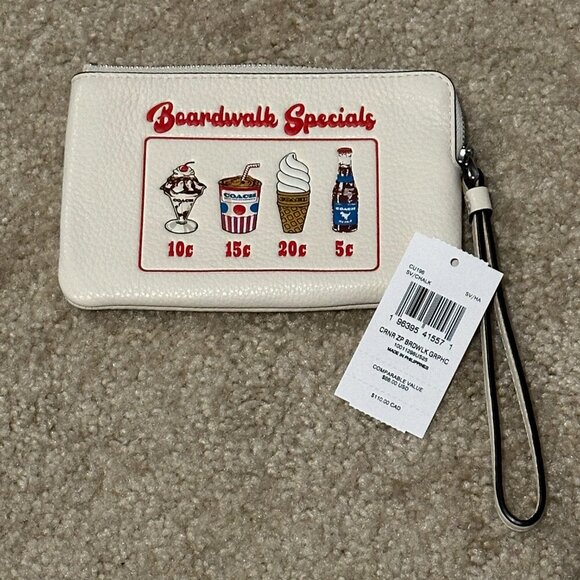 NWT Coach Corner Zip Wristlet in Boardwalk Graphic - Picture 1 of 5